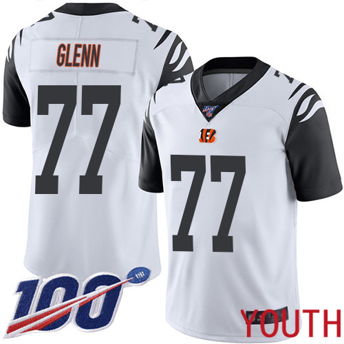 Cincinnati Bengals Limited White Youth Cordy Glenn Jersey NFL Footballl #77 100th Season Rush Vapor Untouchable->youth nfl jersey->Youth Jersey